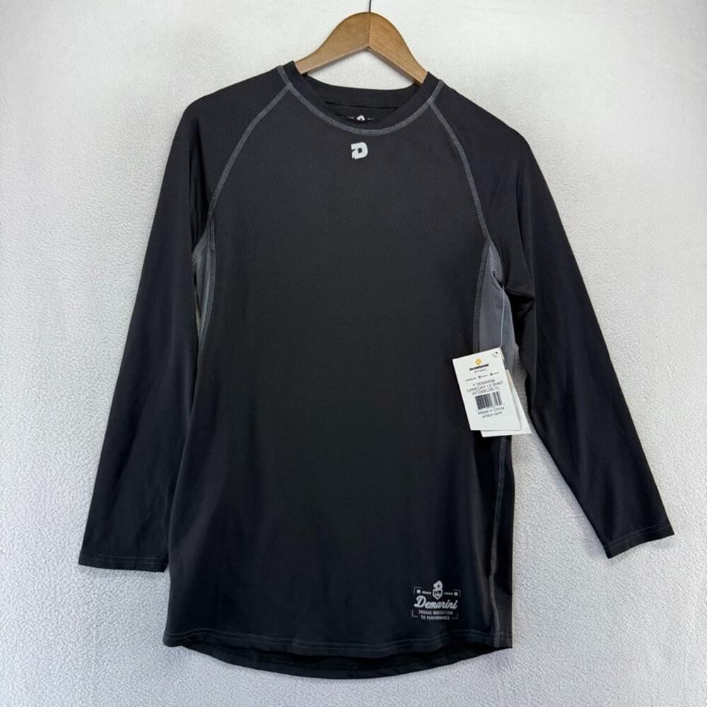 Demarini Shirt Boys Youth Large Black Gameday Long Sleeve Hitting Warmup NEW